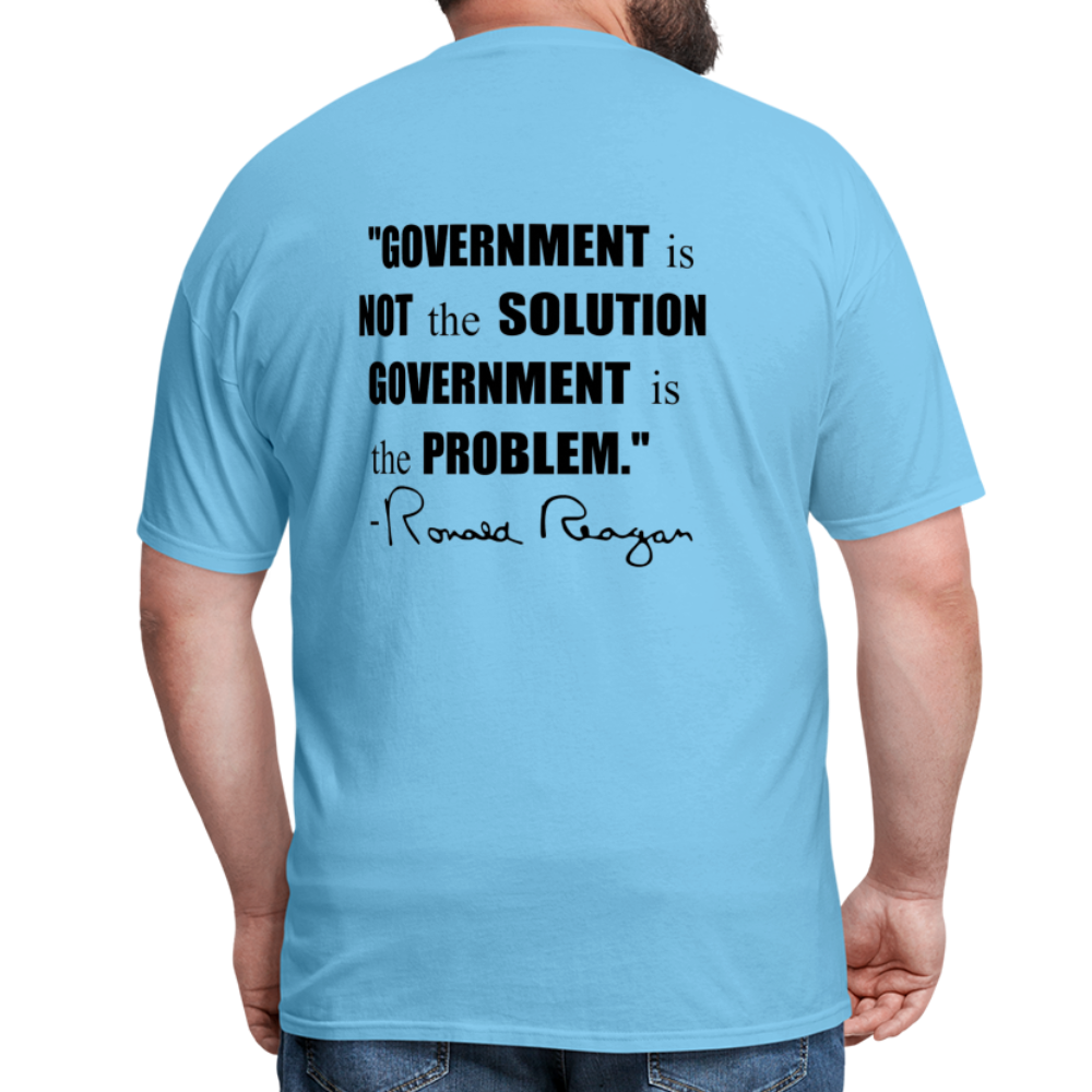 Ronald Reagan | Government is the Problem (Back Print) Classic T-Shirt - aquatic blue