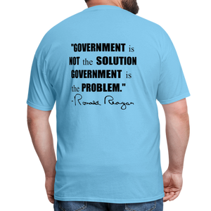 Ronald Reagan | Government is the Problem (Back Print) Classic T-Shirt - aquatic blue