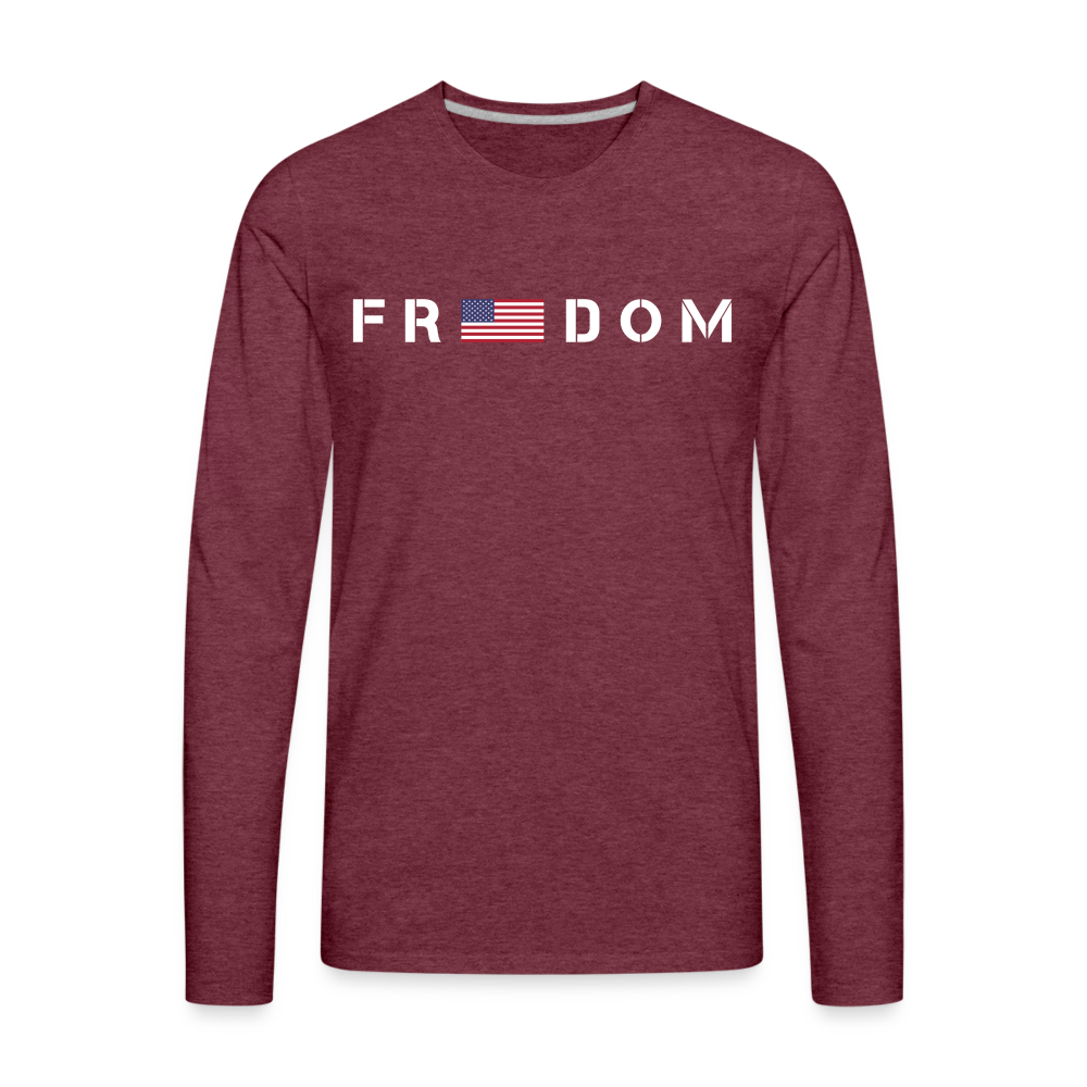 Freedom USA Flag Men's Premium Long Sleeve T-Shirt - heather burgundy