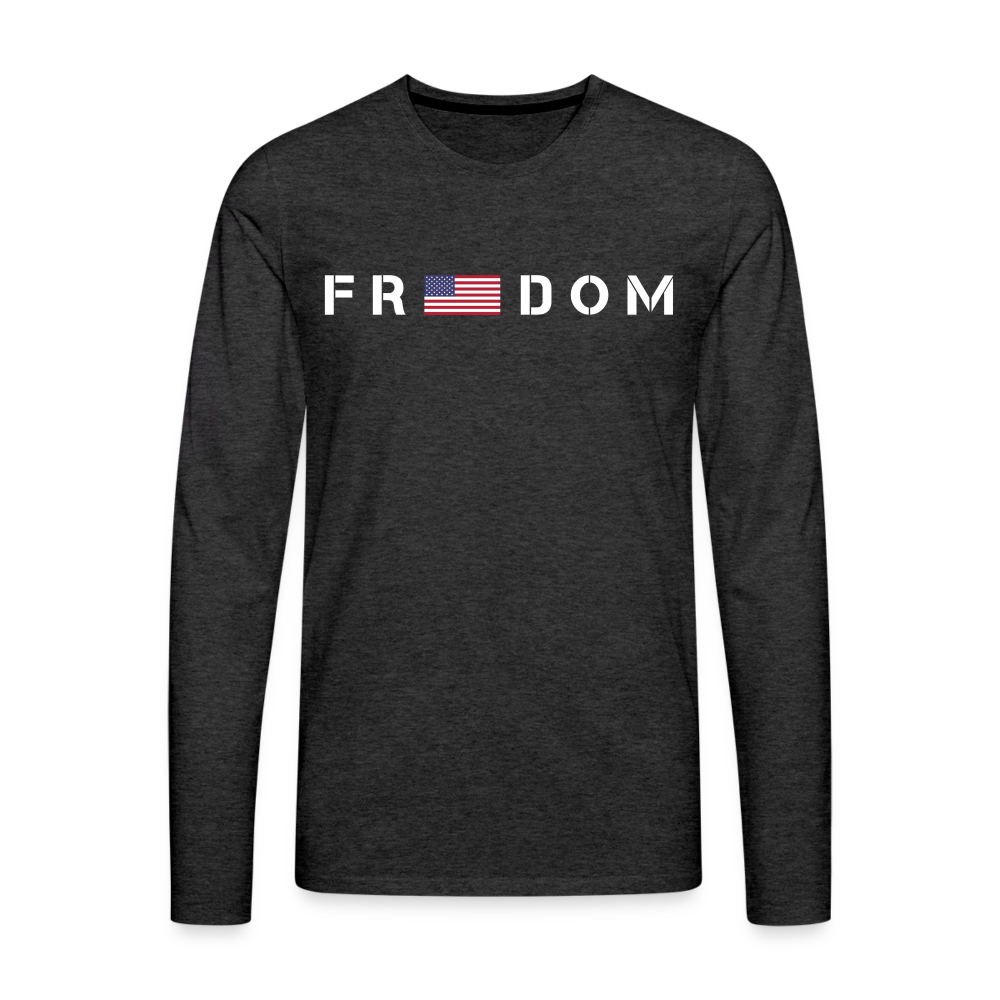 Freedom USA Flag Men's Premium Long Sleeve T-Shirt - charcoal grey