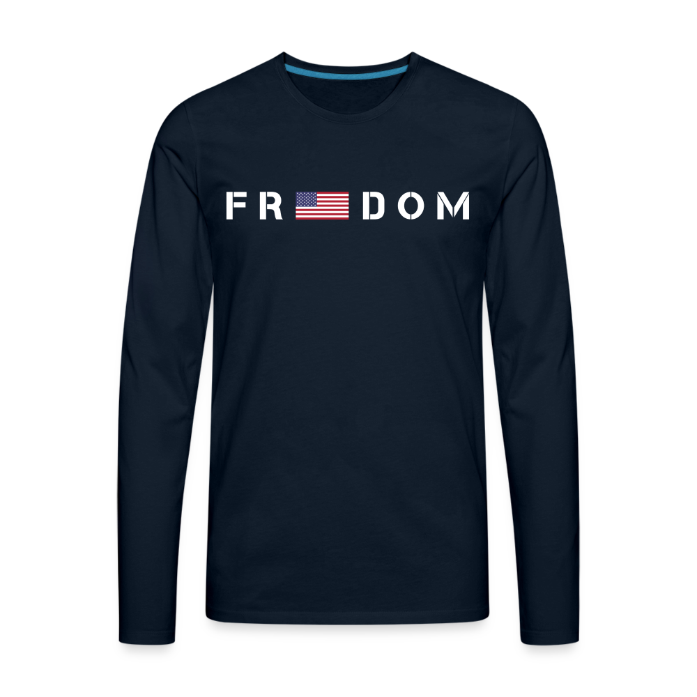 Freedom USA Flag Men's Premium Long Sleeve T-Shirt - deep navy