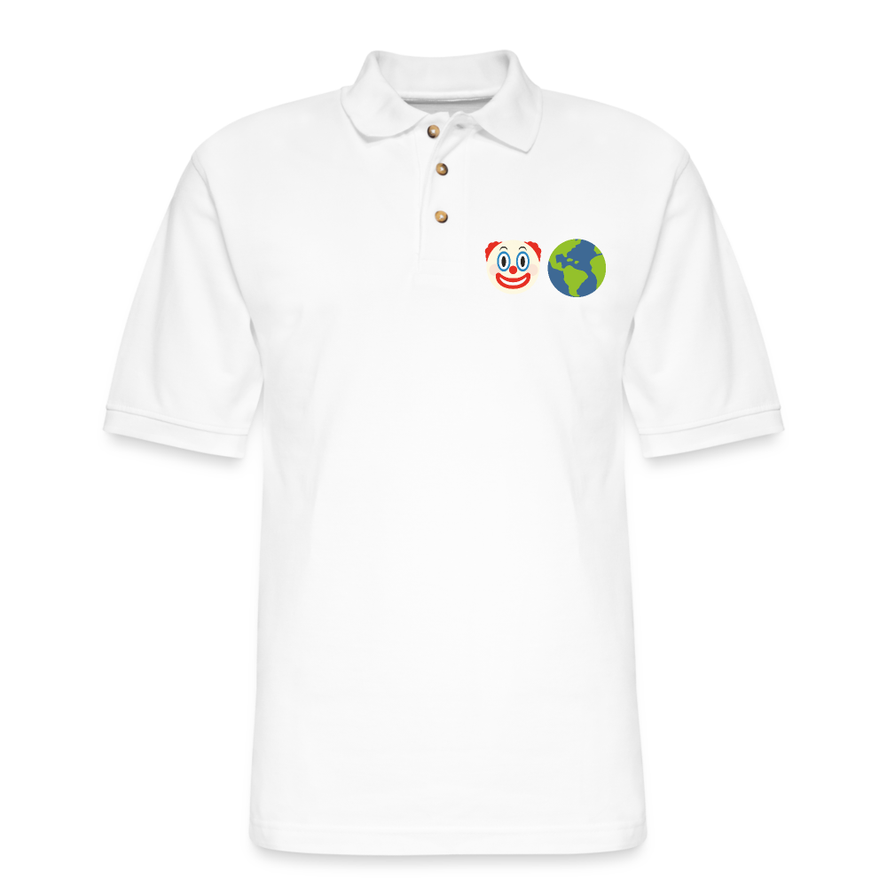 Clown World Logo Men's Pique Polo Shirt - white