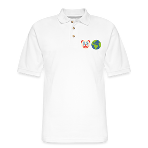 Clown World Logo Men's Pique Polo Shirt - white