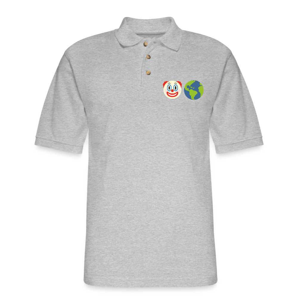 Clown World Logo Men's Pique Polo Shirt - heather gray