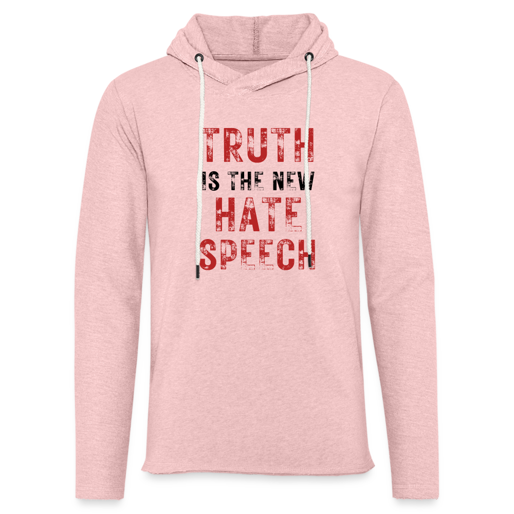 Truth IS The New Hate Speech Lightweight Terry Hoodie - cream heather pink