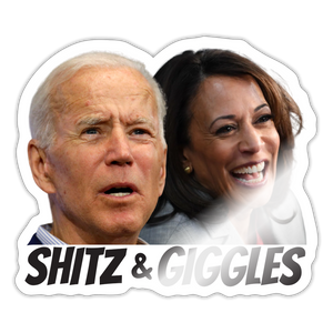 Shitz and Giggles, Funny Joe Biden and Kamala Harris Sticker - white glossy