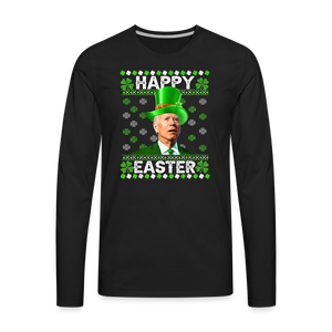 Joe Biden Funny Easter Confused St Patrick's Men's Premium Long Sleeve T-Shirt - black