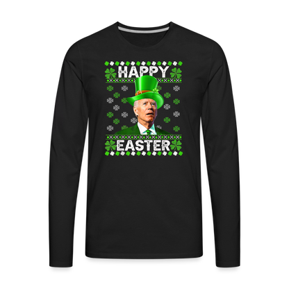 Joe Biden Funny Easter Confused St Patrick's Men's Premium Long Sleeve T-Shirt - black