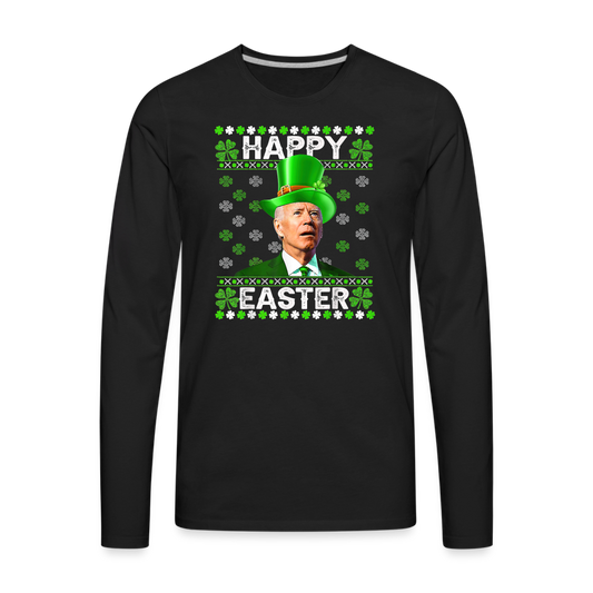 Joe Biden Funny Easter Confused St Patrick's Men's Premium Long Sleeve T-Shirt - black