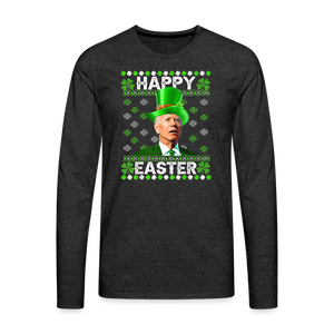 Joe Biden Funny Easter Confused St Patrick's Men's Premium Long Sleeve T-Shirt - charcoal grey