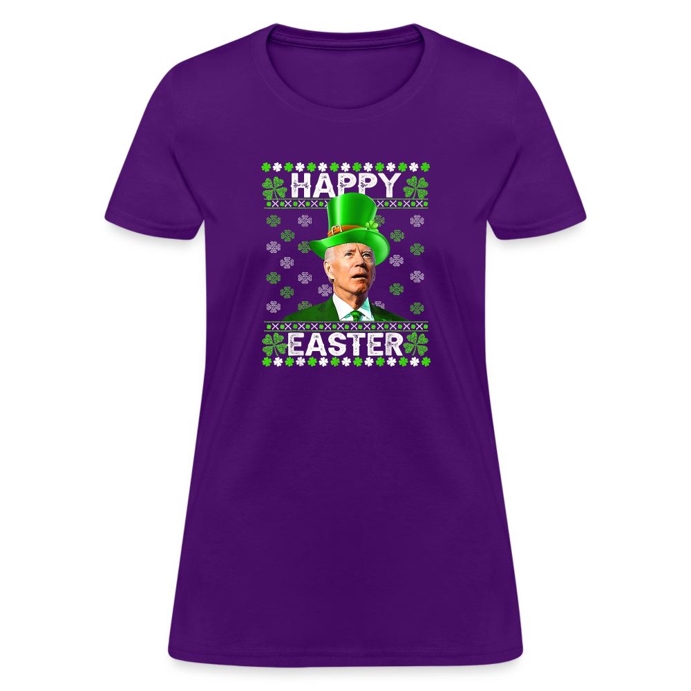 Joe Biden Funny Easter Confused St Patrick's Women's T-Shirt - purple