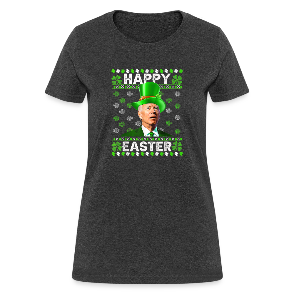 Joe Biden Funny Easter Confused St Patrick's Women's T-Shirt - heather black