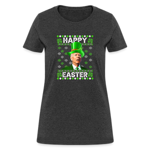 Joe Biden Funny Easter Confused St Patrick's Women's T-Shirt - heather black