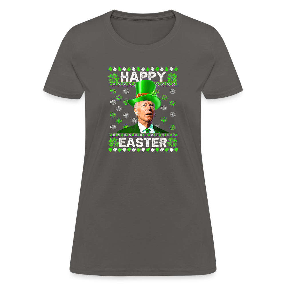 Joe Biden Funny Easter Confused St Patrick's Women's T-Shirt - charcoal