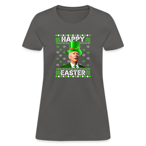 Joe Biden Funny Easter Confused St Patrick's Women's T-Shirt - charcoal