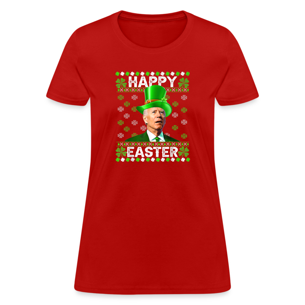 Joe Biden Funny Easter Confused St Patrick's Women's T-Shirt - red