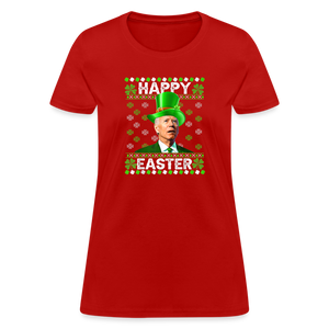 Joe Biden Funny Easter Confused St Patrick's Women's T-Shirt - red