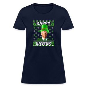 Joe Biden Funny Easter Confused St Patrick's Women's T-Shirt - navy