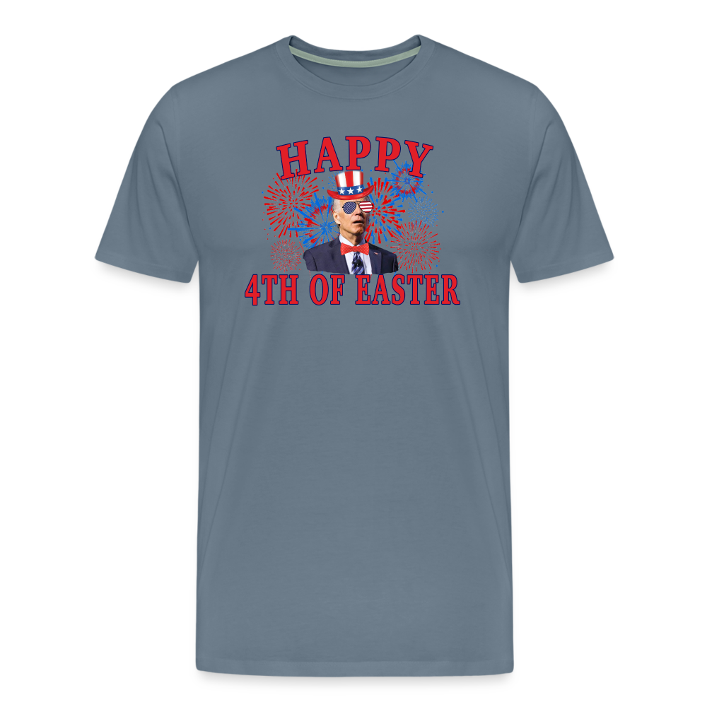 Happy 4th of Easter 4th of July Funny Joe Biden Men's Premium T-Shirt - steel blue