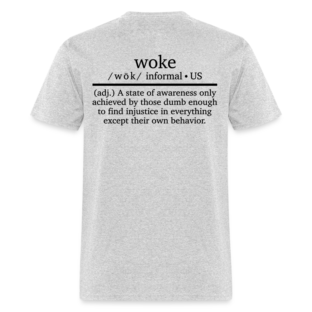 WOKE (Back Print) Classic T-Shirt - heather gray