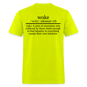 WOKE (Back Print) Classic T-Shirt - safety green