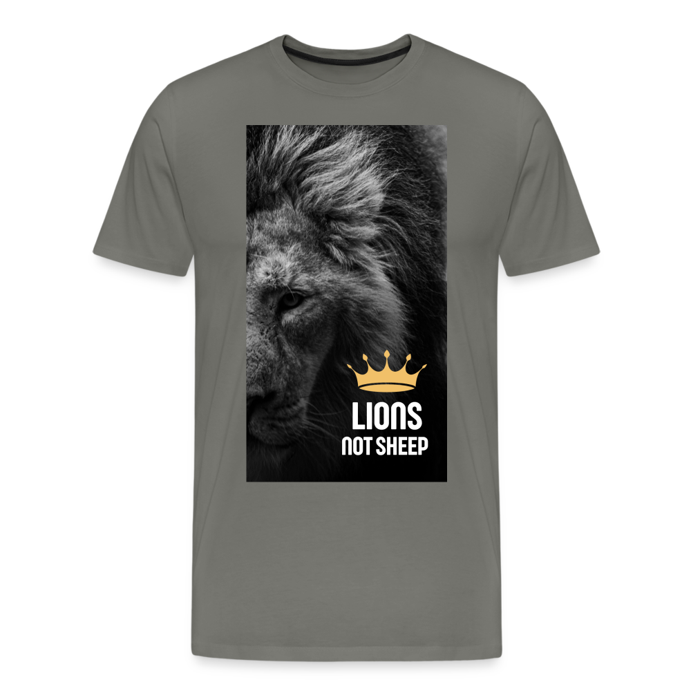 Lions Not Sheep (Lion Print) Men's Premium T-Shirt - asphalt gray