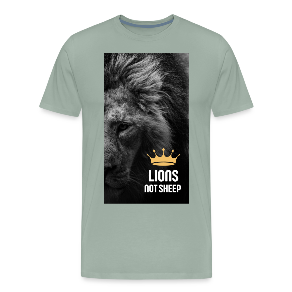 Lions Not Sheep (Lion Print) Men's Premium T-Shirt - steel green