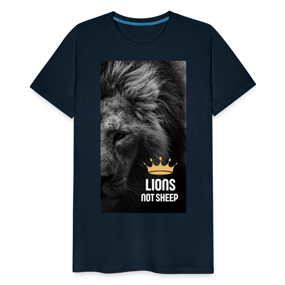 Lions Not Sheep (Lion Print) Men's Premium T-Shirt - deep navy