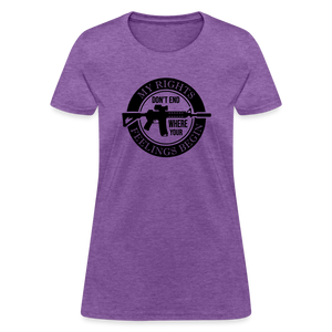 My Rights Don't End Where Your Feelings Begin Women's T-Shirt - purple heather