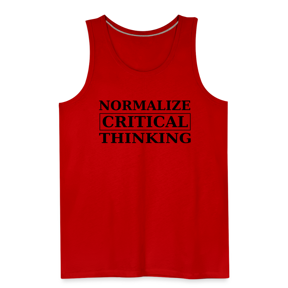 Normalize Critical Thinking Men’s Premium Tank - red