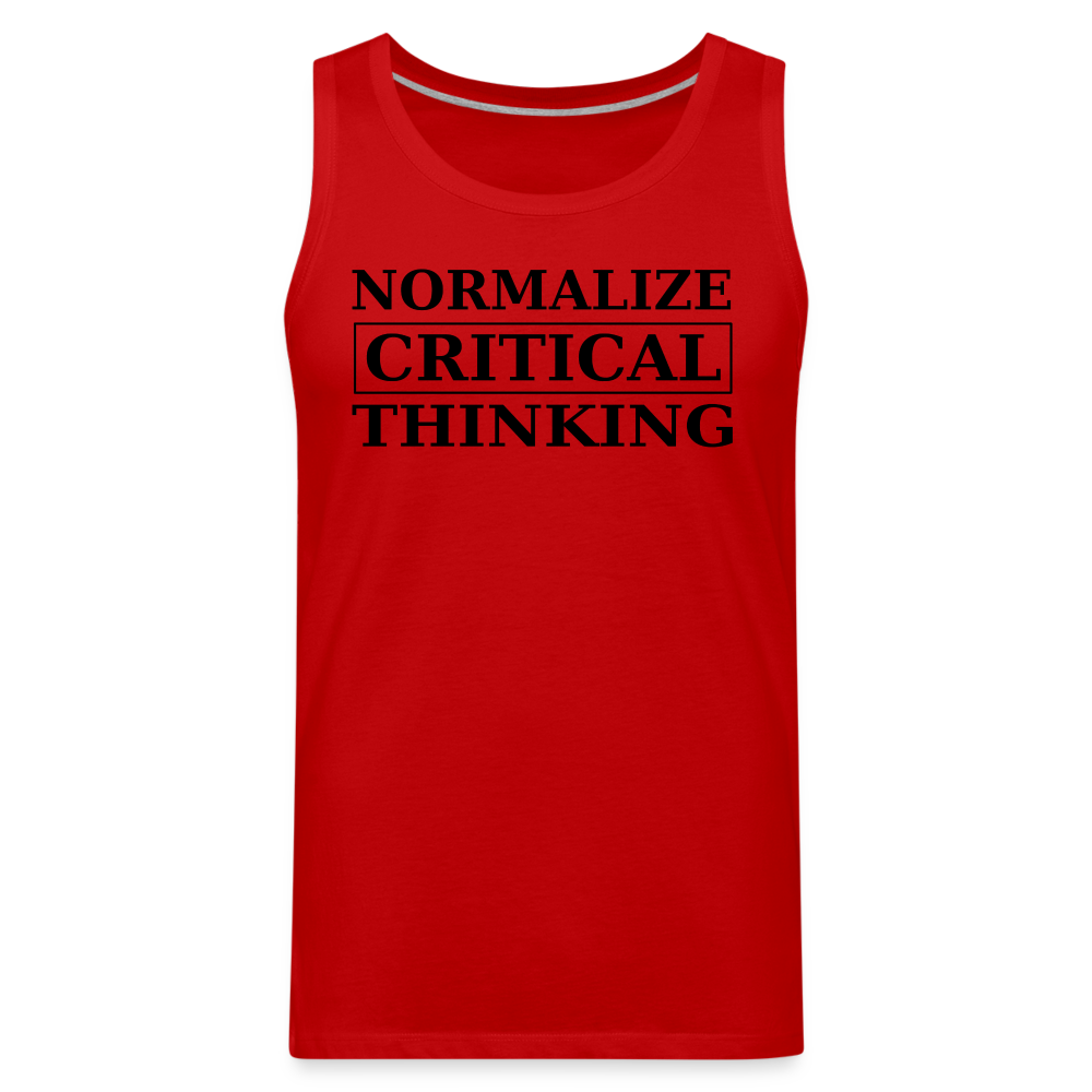 Normalize Critical Thinking Men’s Premium Tank - red