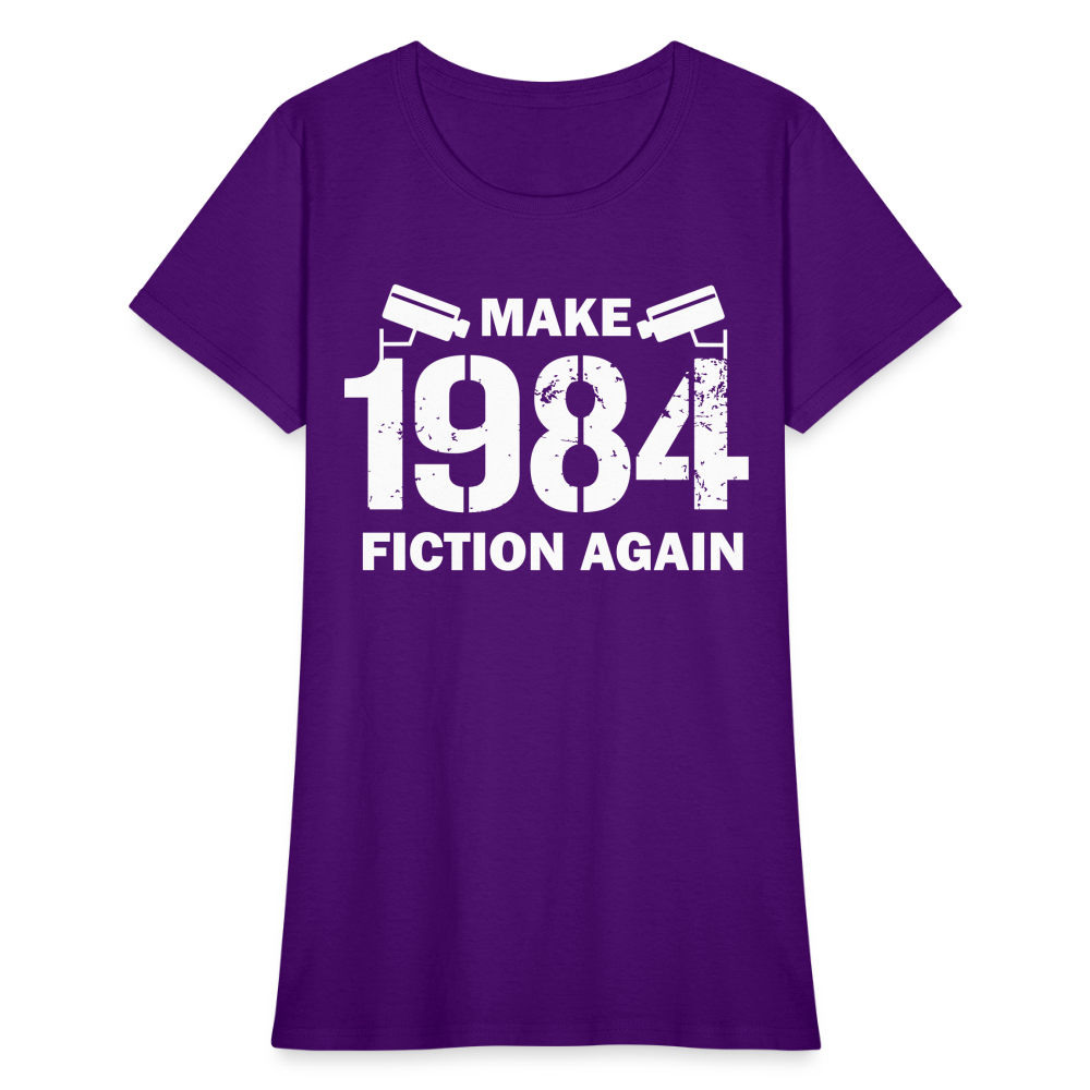 Make 1984 Fiction Again Distressed Women's T-Shirt - purple