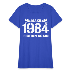 Make 1984 Fiction Again Distressed Women's T-Shirt - royal blue