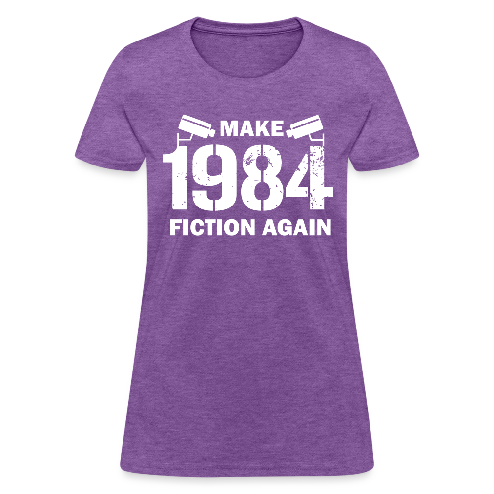 Make 1984 Fiction Again Distressed Women's T-Shirt - purple heather